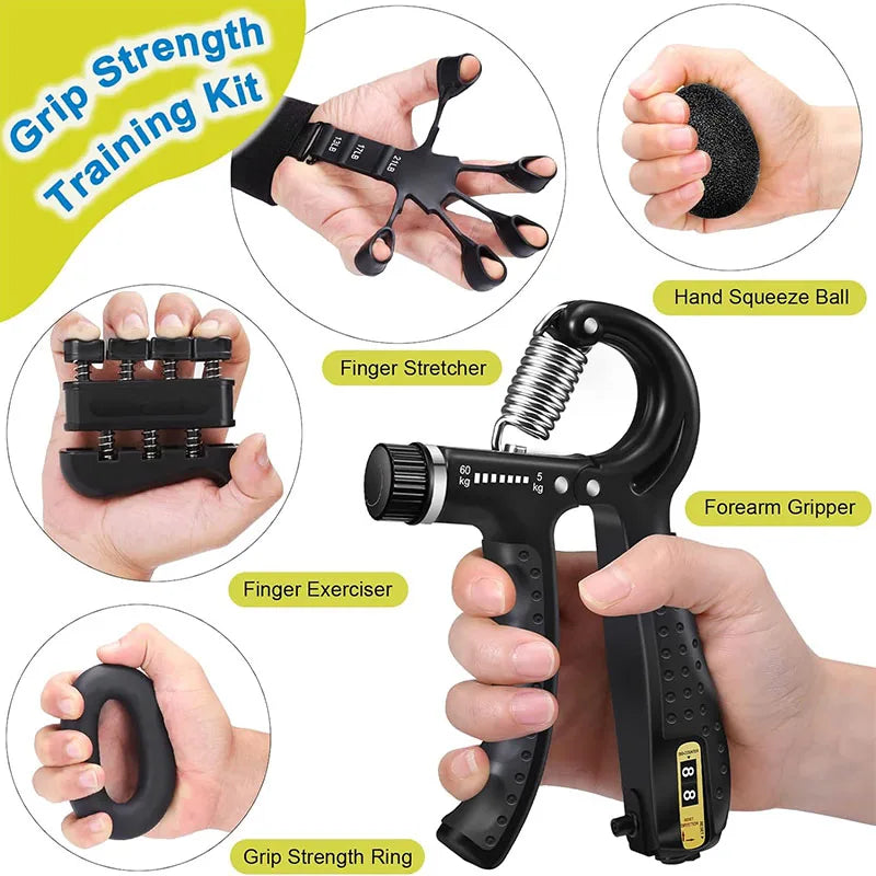 Grip Strength Trainer Kit With Finger Exerciser Stress Relief And Forearm Workout Ring For Muscle Building And Lnjury Recover