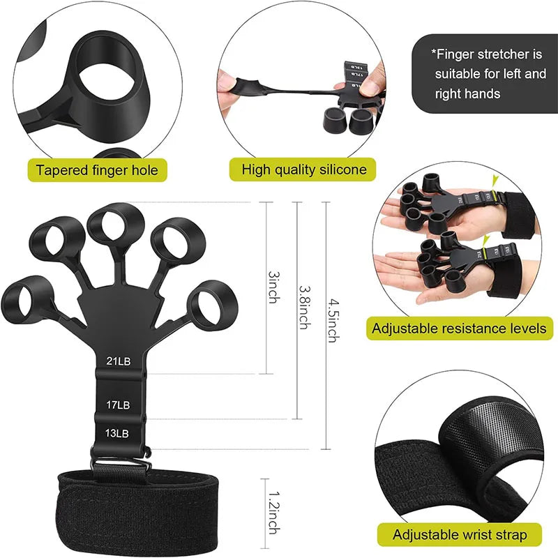 Grip Strength Trainer Kit With Finger Exerciser Stress Relief And Forearm Workout Ring For Muscle Building And Lnjury Recover