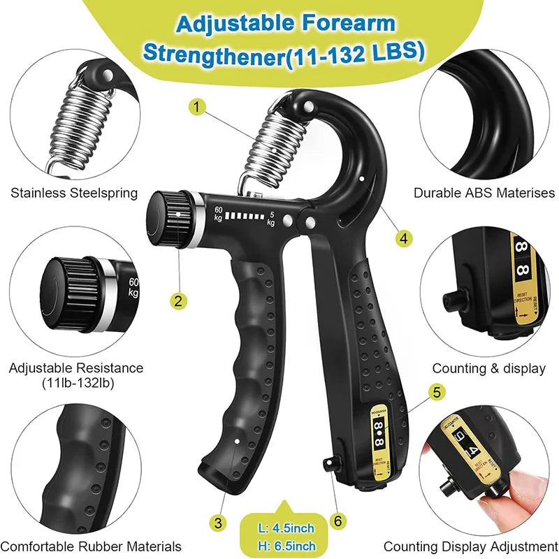 Grip Strength Trainer Kit With Finger Exerciser Stress Relief And Forearm Workout Ring For Muscle Building And Lnjury Recover