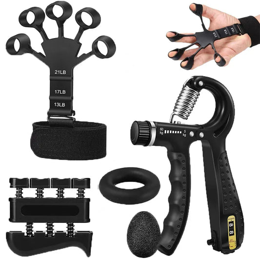 Grip Strength Trainer Kit With Finger Exerciser Stress Relief And Forearm Workout Ring For Muscle Building And Lnjury Recover