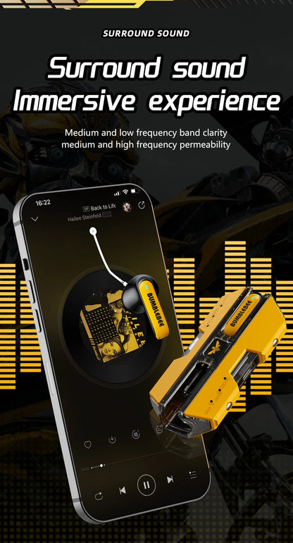 Transformers Bluetooth 5.3 Earphone HIFI Headset Wireless Headphones Low Latency Gaming Music Dual Mode Earbuds